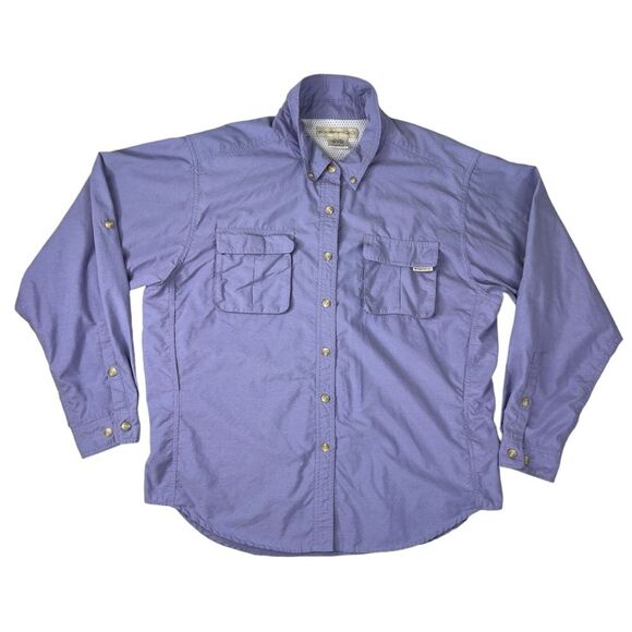 Excofficio Women Airstrip Long Sleeve Button Down Vented Shirt Purple Large - Picture 1 of 9